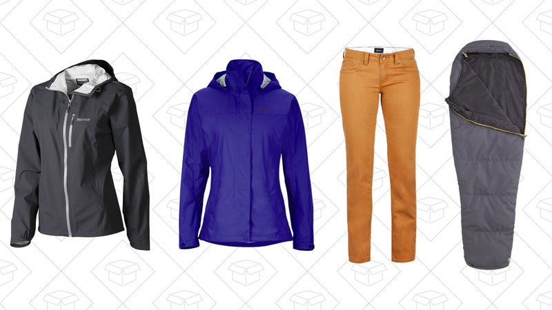 Marmot Essence Jacket, $110 | Marmot PreCip Jacket, $75 | Marmot Madison Pant, $64 | Marmot NanoWave 55 Sleeping Bag, $55